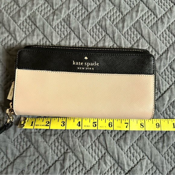 Kate Spade Colorblock Large Continental Wallet Back Beige New - Picture 6 of 8